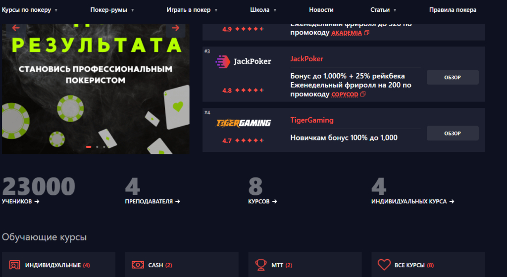 Академия покера - academypoker.ru - Сайт для обучения покеру