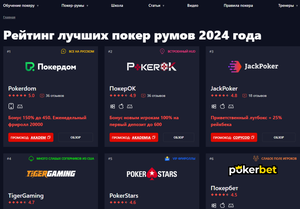 Академия покера - academypoker.ru - В школе не обучалась, но сайт рекомендую